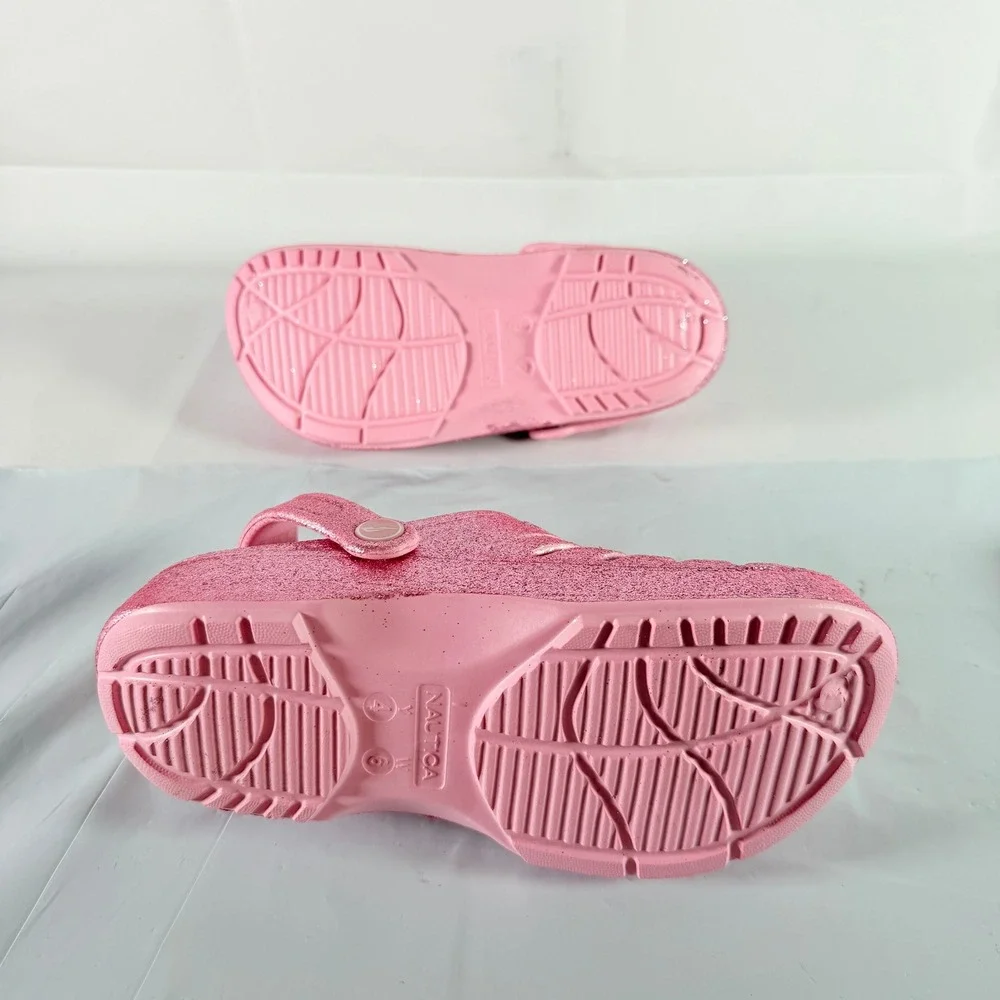 Nautica River Edge Girls 4 Clog Sandals Light Pink‎ Glitter New